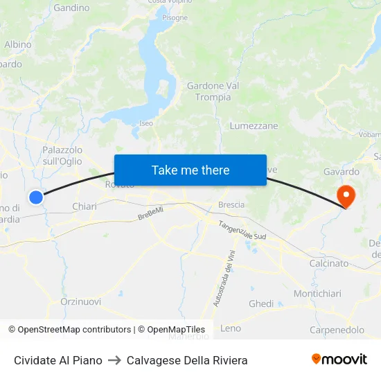 Cividate Al Piano to Calvagese Della Riviera map