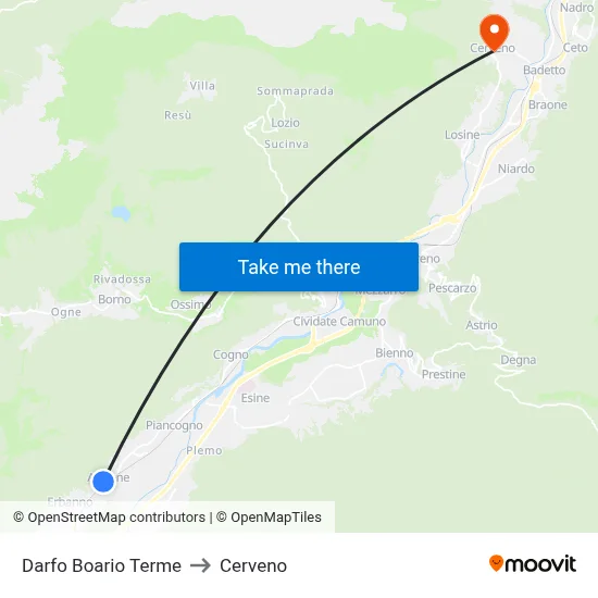 Darfo Boario Terme to Cerveno map