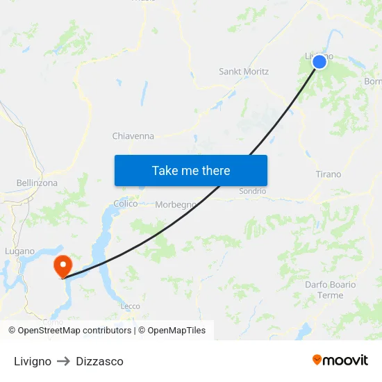Livigno to Dizzasco map
