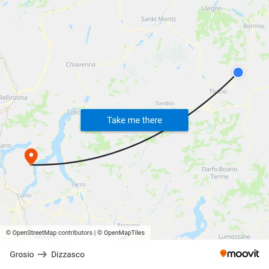 Grosio to Dizzasco map
