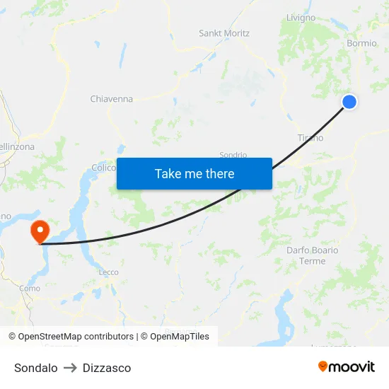 Sondalo to Dizzasco map