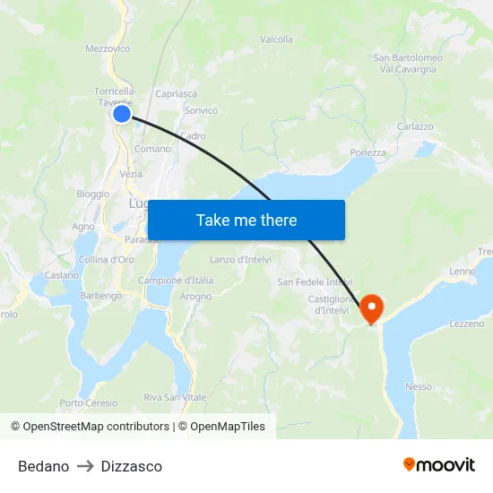 Bedano to Dizzasco map