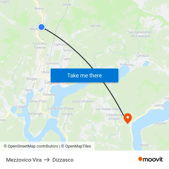 Mezzovico-Vira to Dizzasco map