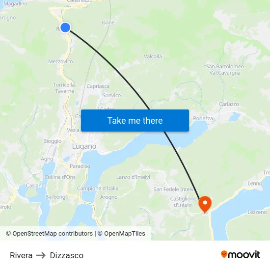 Rivera to Dizzasco map