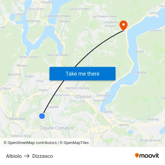 Albiolo to Dizzasco map