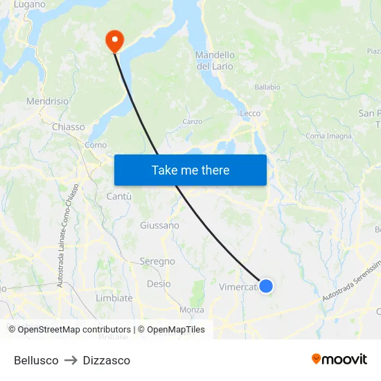 Bellusco to Dizzasco map