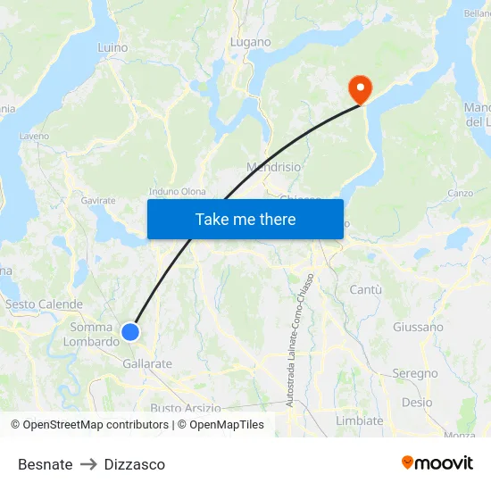 Besnate to Dizzasco map