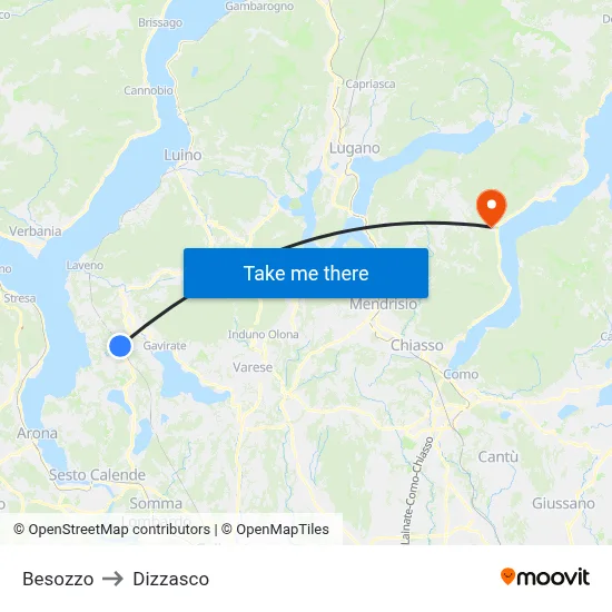 Besozzo to Dizzasco map