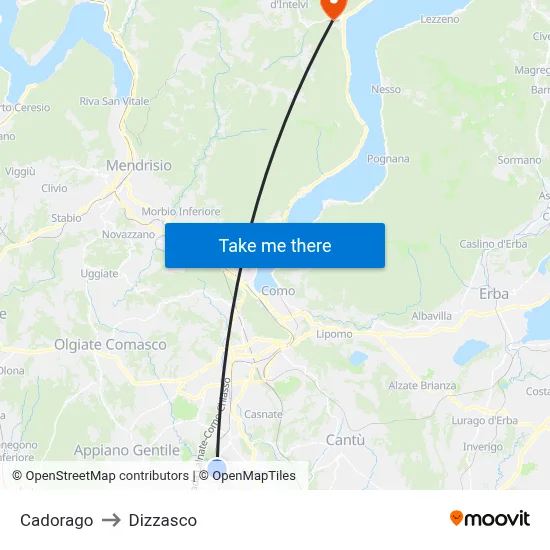 Cadorago to Dizzasco map