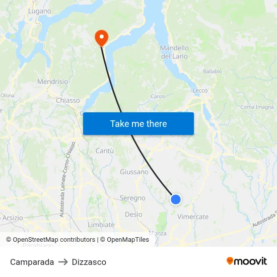 Camparada to Dizzasco map
