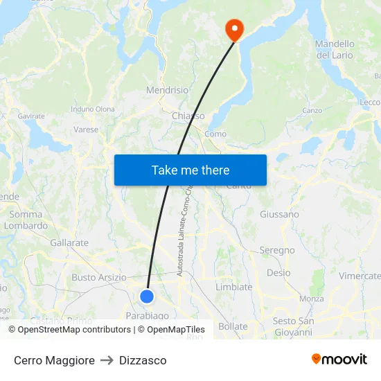 Cerro Maggiore to Dizzasco map
