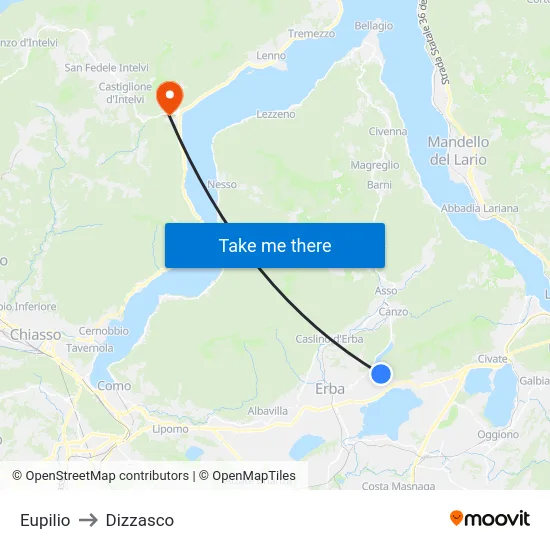 Eupilio to Dizzasco map