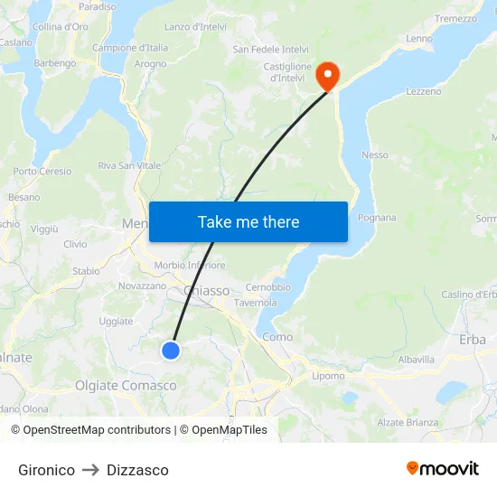 Gironico to Dizzasco map