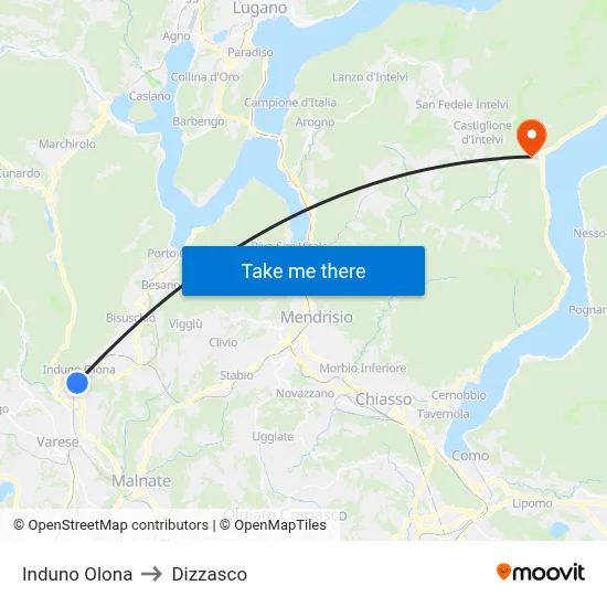 Induno Olona to Dizzasco map