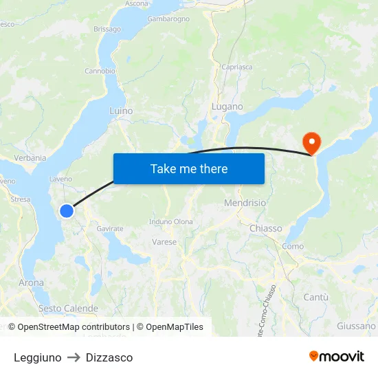 Leggiuno to Dizzasco map