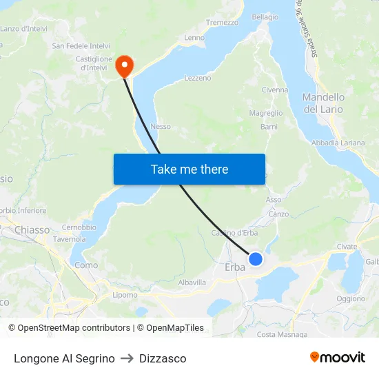 Longone Al Segrino to Dizzasco map