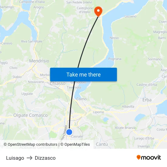 Luisago to Dizzasco map