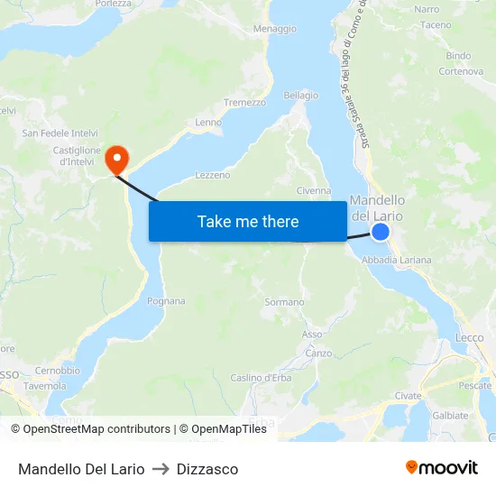 Mandello Del Lario to Dizzasco map