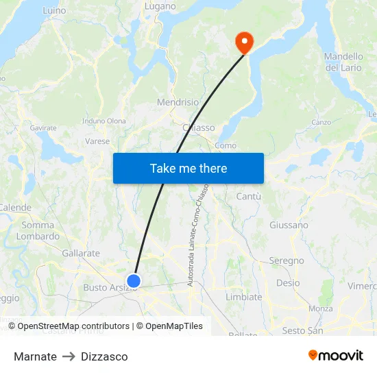 Marnate to Dizzasco map