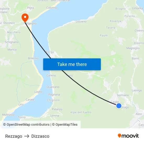 Rezzago to Dizzasco map