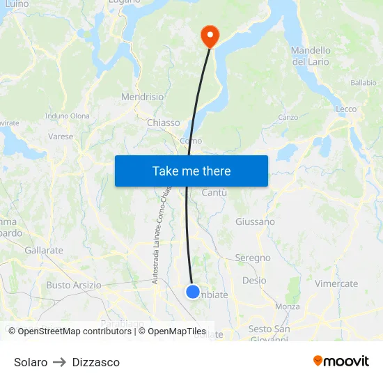 Solaro to Dizzasco map
