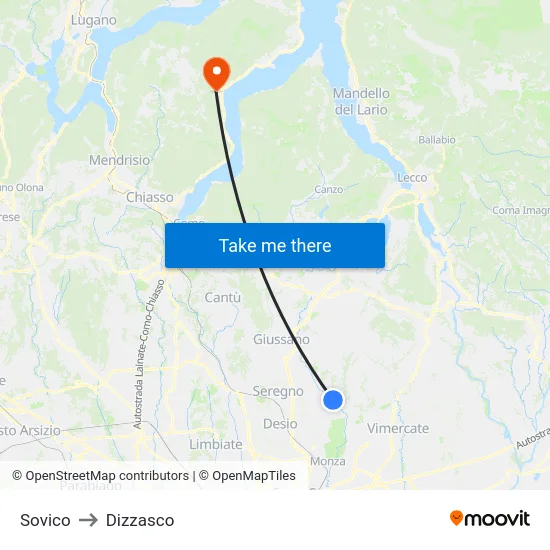 Sovico to Dizzasco map