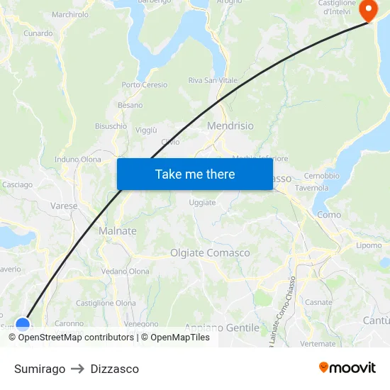 Sumirago to Dizzasco map