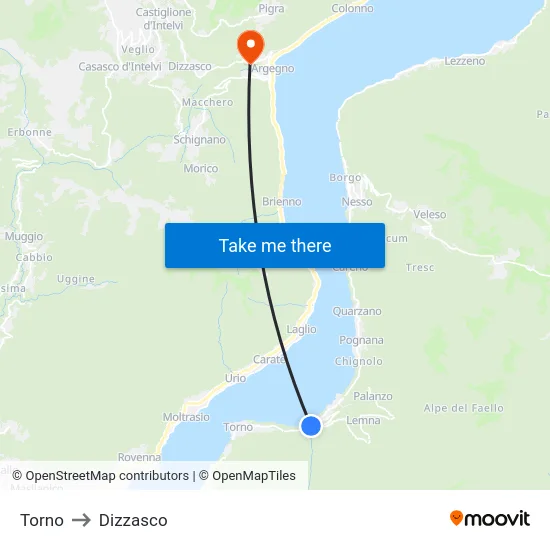 Torno to Dizzasco map