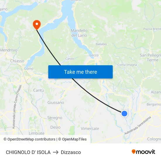 Chignolo D' Isola to Dizzasco map