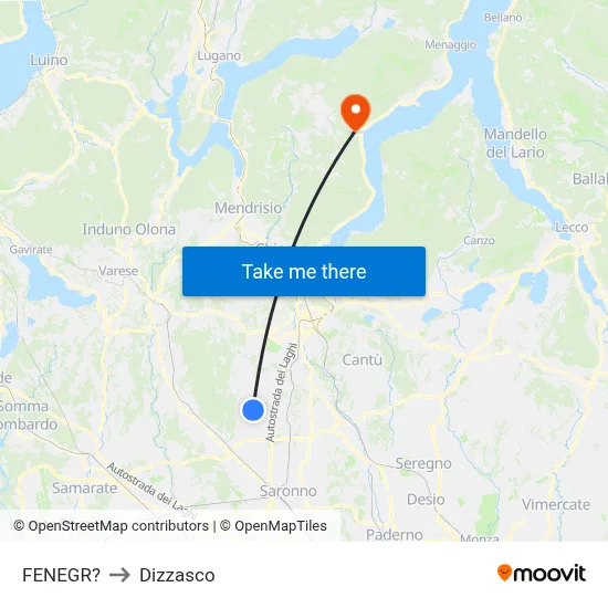 Fenegro to Dizzasco map