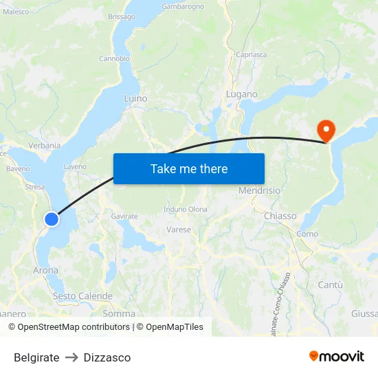 Belgirate to Dizzasco map