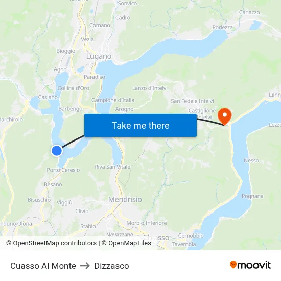 Cuasso Al Monte to Dizzasco map