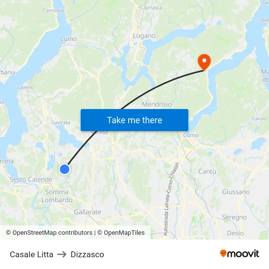 Casale Litta to Dizzasco map