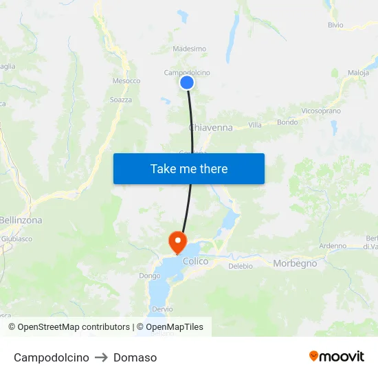Campodolcino to Domaso map