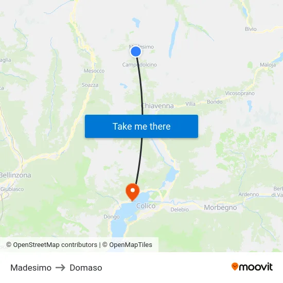 Madesimo to Domaso map