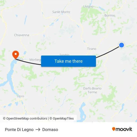 Ponte Di Legno to Domaso map