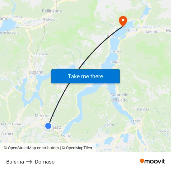Balerna to Domaso map