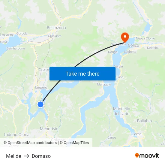 Melide to Domaso map