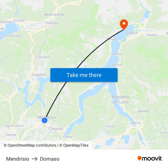 Mendrisio to Domaso map