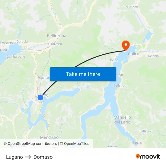 Lugano to Domaso map