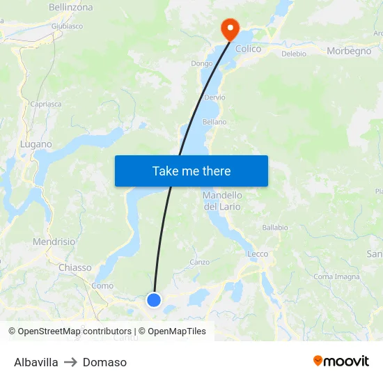 Albavilla to Domaso map
