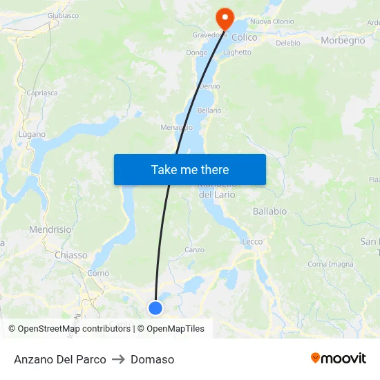 Anzano Del Parco to Domaso map