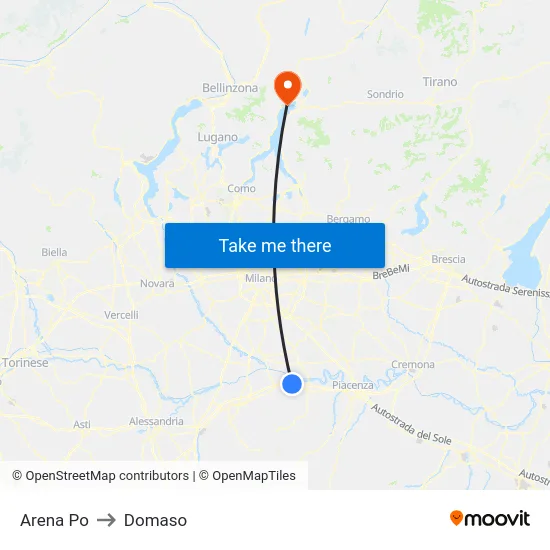 Arena Po to Domaso map