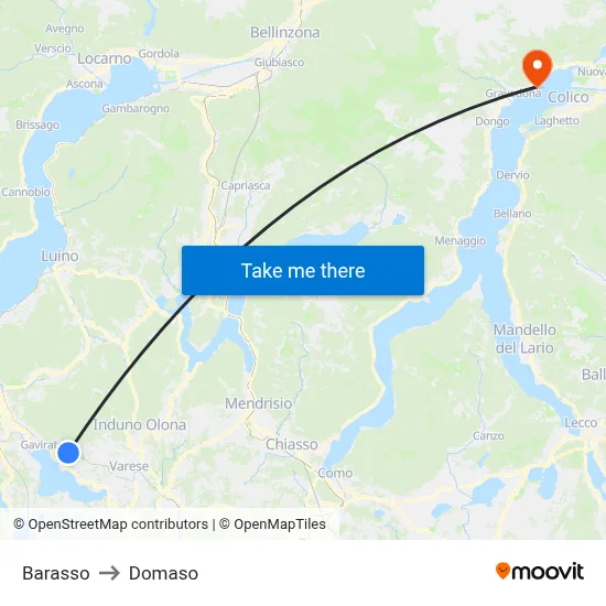 Barasso to Domaso map