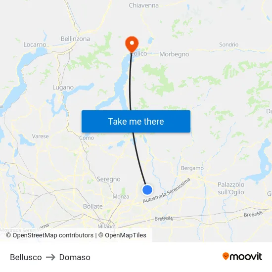 Bellusco to Domaso map