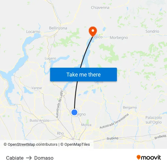Cabiate to Domaso map