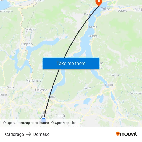 Cadorago to Domaso map
