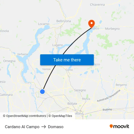 Cardano Al Campo to Domaso map