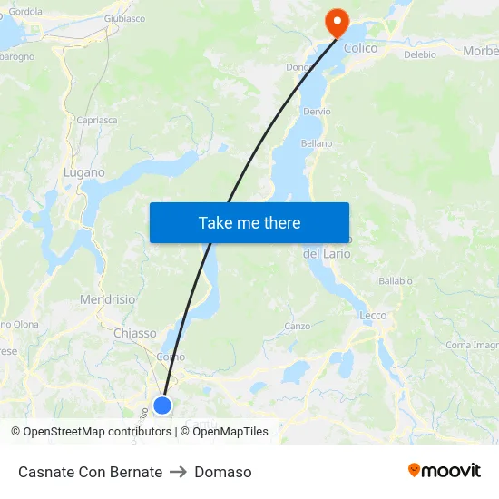 Casnate Con Bernate to Domaso map