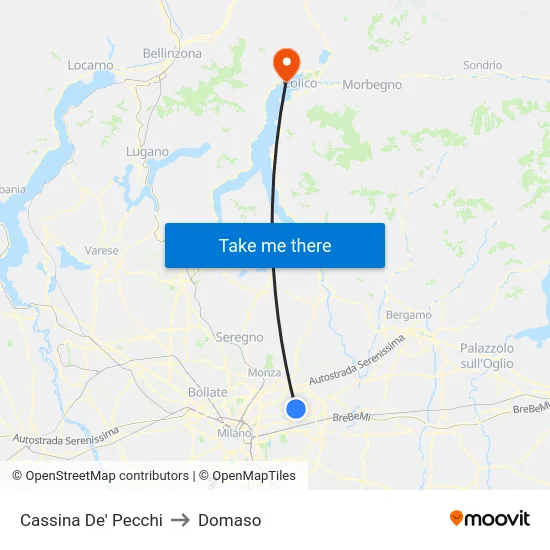 Cassina De' Pecchi to Domaso map